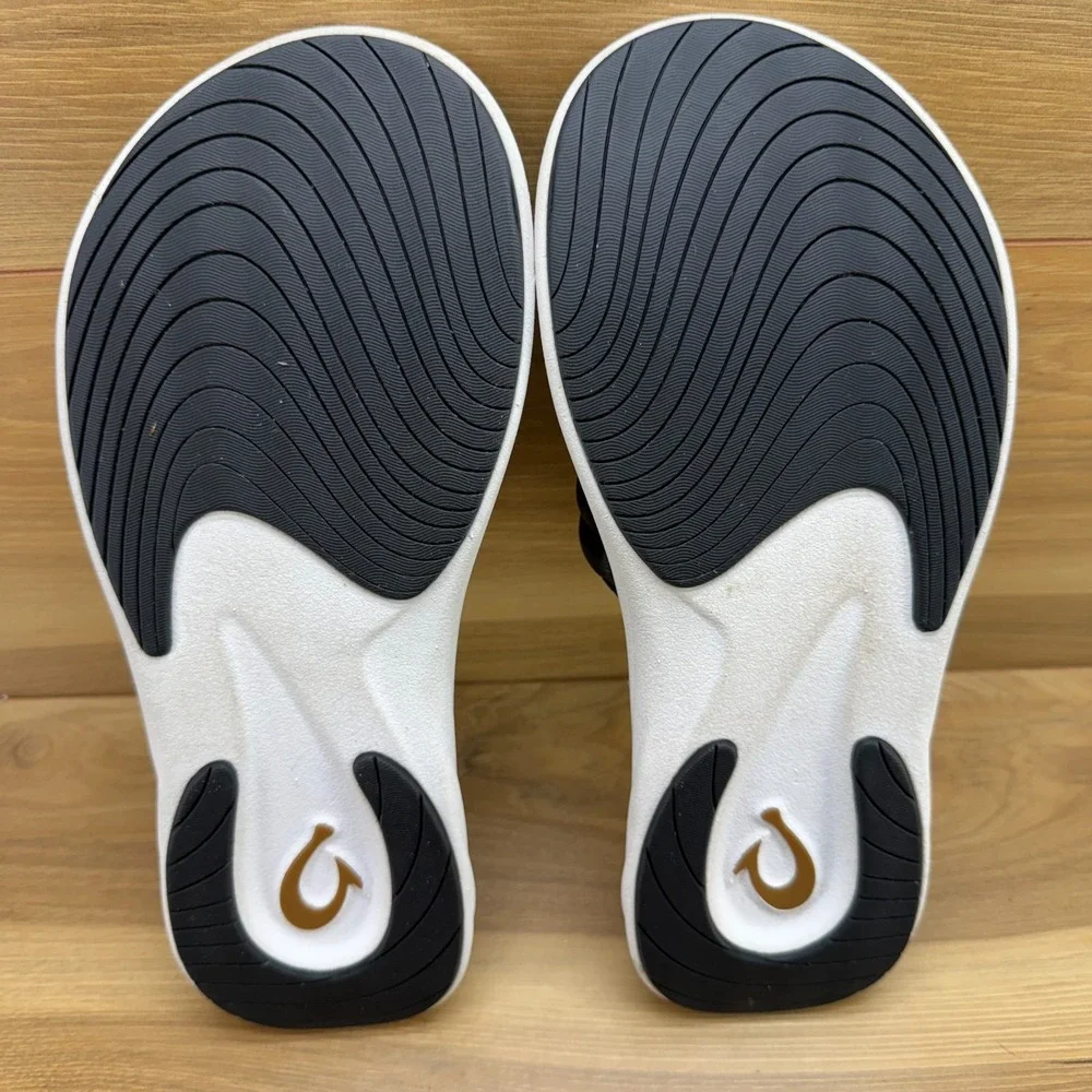 Olukai Komo Slide Mens‎ 11 Black Comfort Sandals Travel Pool Summer Resort